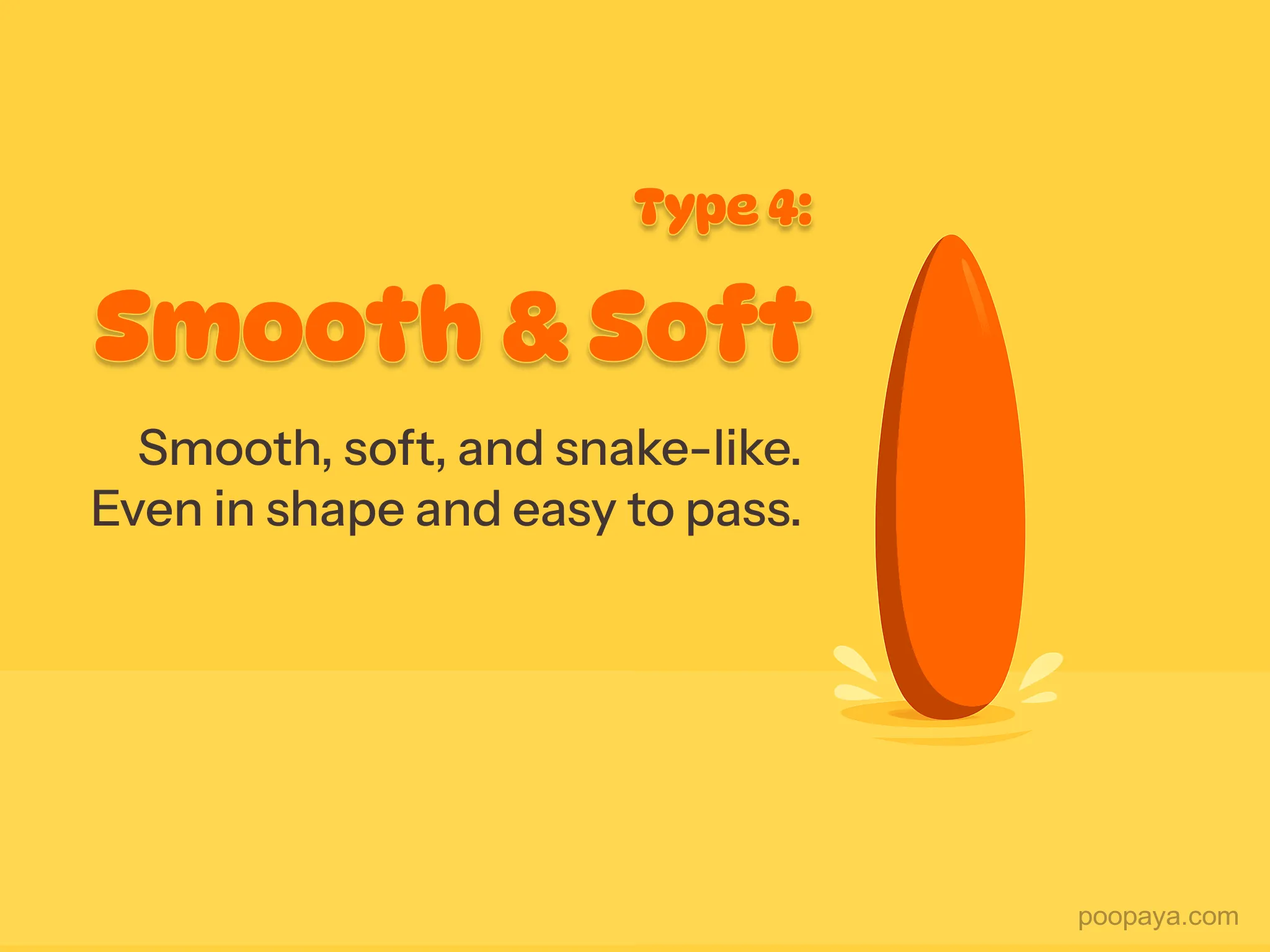 Bristol stool type 4 illustration: smooth and soft — snake-like, even in shape, and easy to pass