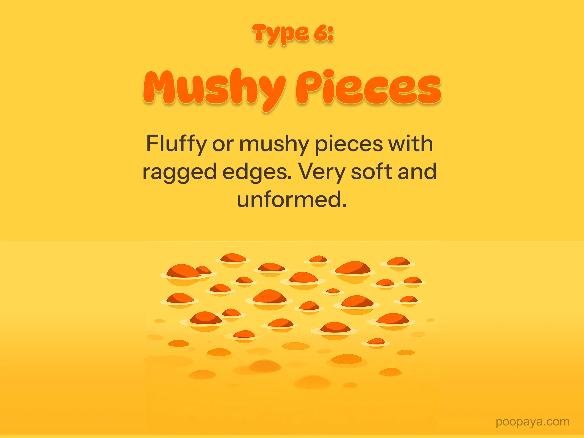 Bristol stool type 6 illustration: fluffy, mushy pieces with ragged edges, very soft and unformed