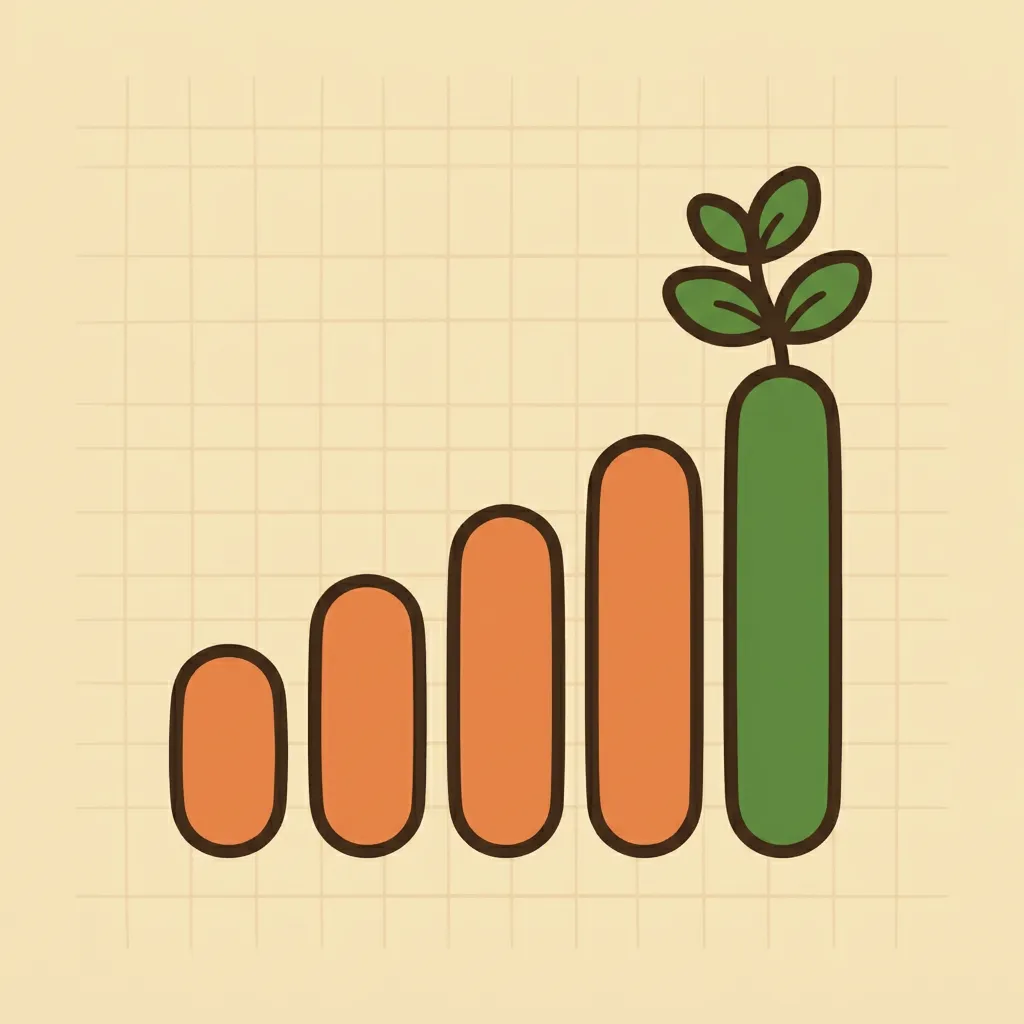 Growing bar chart with a sprouting leaf representing real health progress